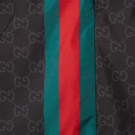 GG print nylon swim shorts in black | GUCCI® US