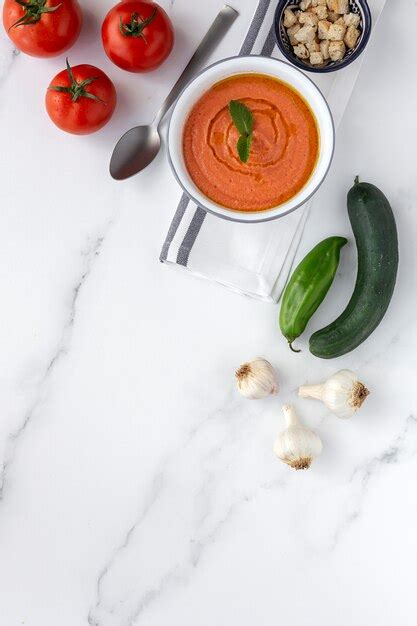 Homemade typical spanish gazpacho. tomato soup | Premium Photo