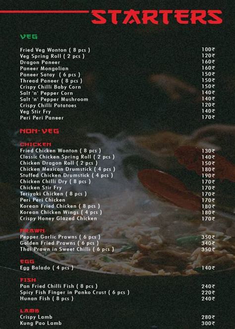 Menu at Hao Chao, Kolkata