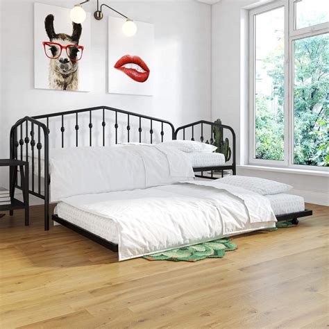 Buy Novogratz Bushwick Metal Daybed & Trundle | Twin Size - Black ...