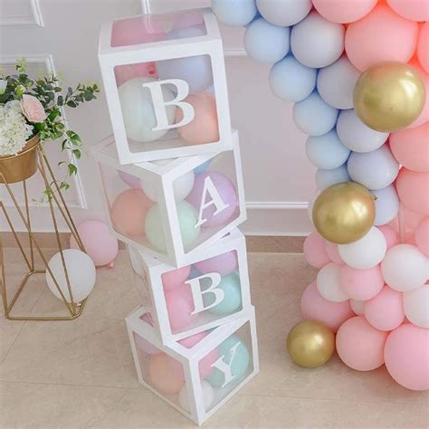 Amazon.com: Baby Shower Boxes Party Decorations - 4 pcs Transparent ...