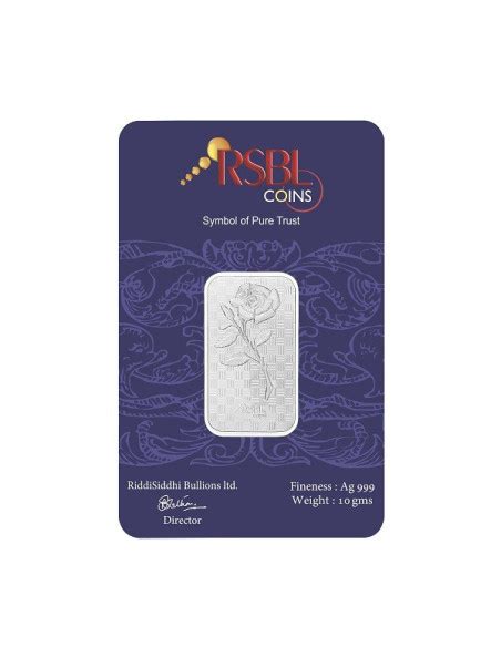 RSBL Silver Bar of 10 Grams in 24Kt 999 Purity Fineness