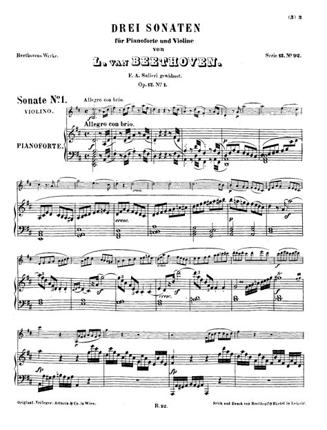 Beethoven, Ludwig van - Violin Sonata No.1, Op.12 No.1 for Violin ...