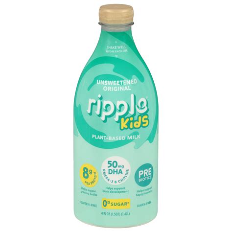 Ripple Kids Original Unsweetened Plant-Based Milk, 48 fl oz Bottle ...