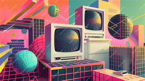 Old Computer Screen Retro-Futuristic Style 的图像结果