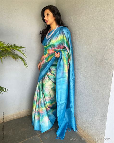 EE-S54594 Blue Tiedye Sari – sakhifashions