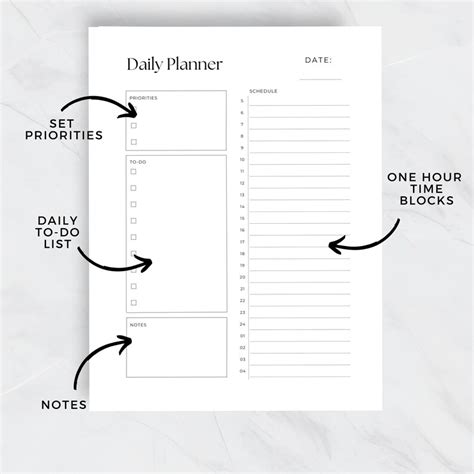 Buy Daily Planner Target, Printable PDF, Day Diary, Hourly Schedule ...