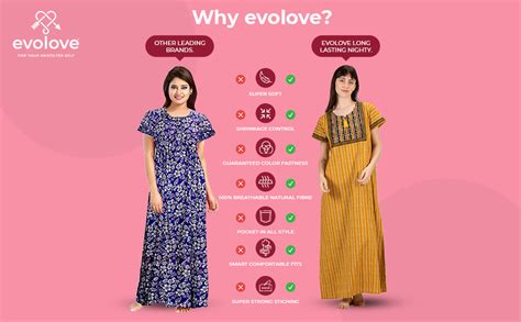 Buy Evolove Women's Cotton Long Maxi Night Gown Nighty Dress with ...