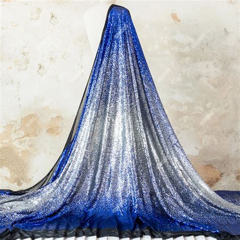 Royal Blue and Silver Bilateral Gradient Sequin Fabric - OneYard