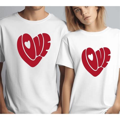 Love Heart Couple T-Shirts – Matching Cotton T-Shirts for Couples