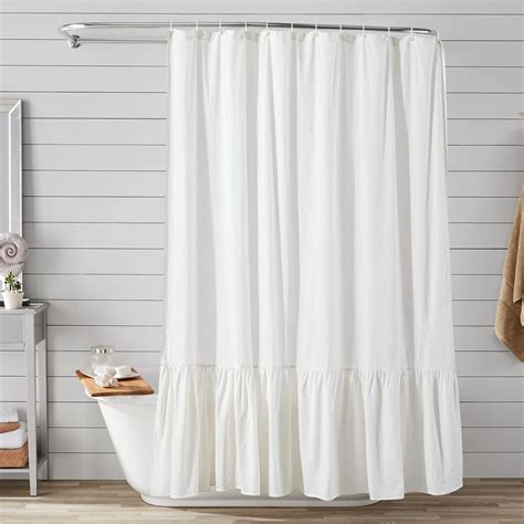 Estmy Extra Long Shabby Chic Farmhouse Cotton Shower Curtain 84 Inch in ...