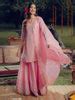 Buy Pink Self Design Silk Straight Kurta With Skirt & Dupatta Online at ...