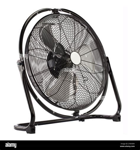 Industrial Black Metal Floor Fan Isolated on White Background Stock ...