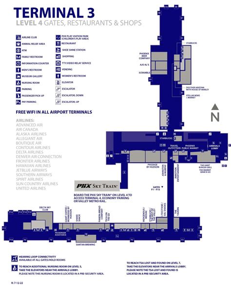 Terminal 3 map Sky Harbor Airport Phoenix PHX Arizona