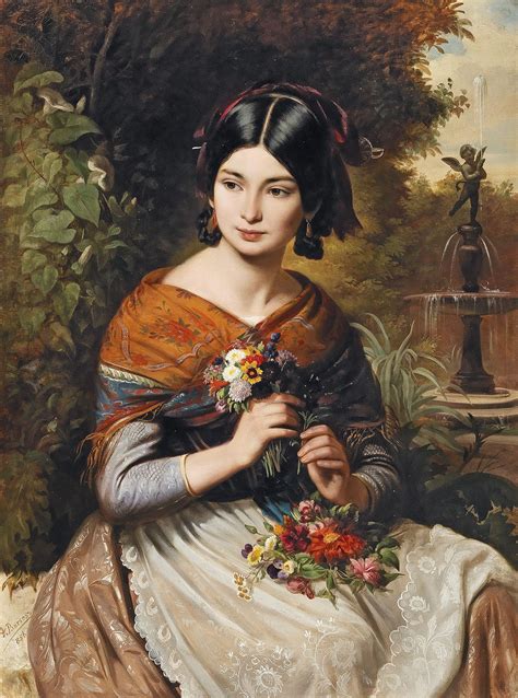 Jozsef Borsos (1821-883) — Girl with Flowers, 1856 (1315x1772 ...
