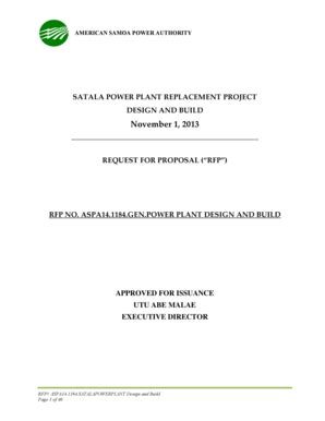 Fillable Online RFP ASPA141184SATALAPOWERPLANT Design and Build Fax ...
