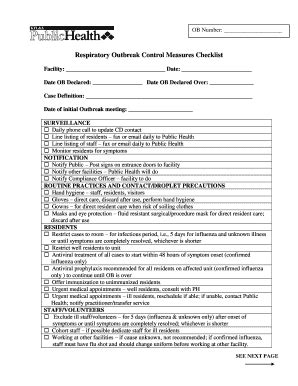 Fillable Online kflapublichealth Respiratory Outbreak Control Measures ...