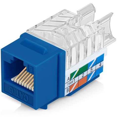 Everest 45° Angled RJ45 Cat6 Keystone Jacks 50-Pack in Blue - Slim ...