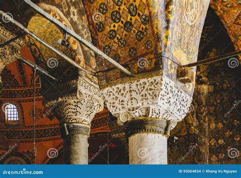 Detail of a Column Inside Hagia Sophia in Istanbul. Editorial Stock ...