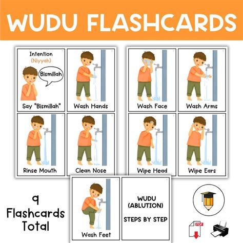 9 Wudu Flashcards | Ablution | Step by Step | Picture Cards | - Etsy UK