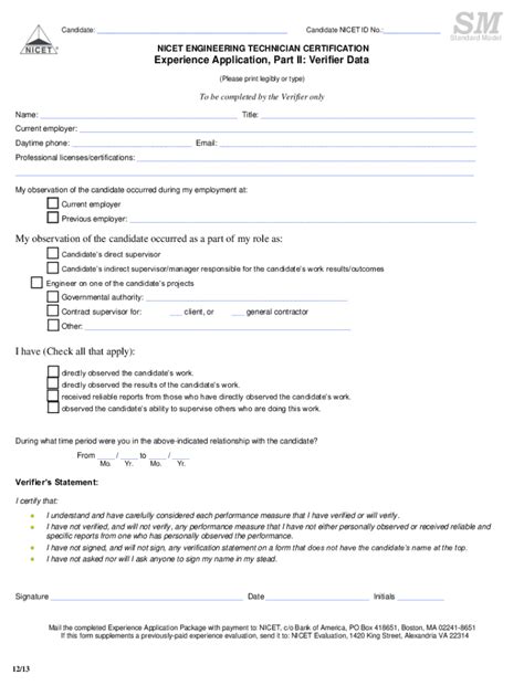 Fillable Online NICET ENGINEERING TECHNICIAN ... - candidate.nicet.org ...