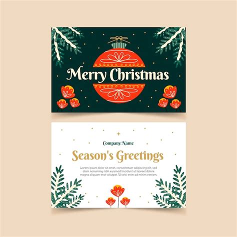 Flat business christmas cards template | Free Vector