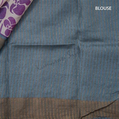Tussar Cream Printed Saree With Floral Designs Over The Body – Kumaran ...