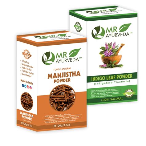 MR Ayurveda 100% Herbal Manjistha Powder & Indigo Powder - Set of 2 ...