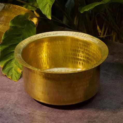 Buy Ambi Beautiful Pure Brass Traditional Hammered Patila - 5 LTS | 100 ...