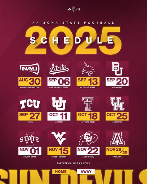 ASU Family - The 2025 schedule is out for our Big 12... | Facebook