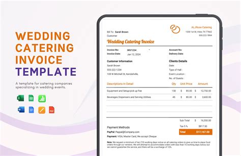 Free Catering Invoice Templates, Editable and Printable