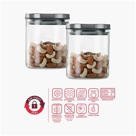 Buy BOROSIL 2- Piece Classic Jar with Lid Set - 600ml from Borosil at ...