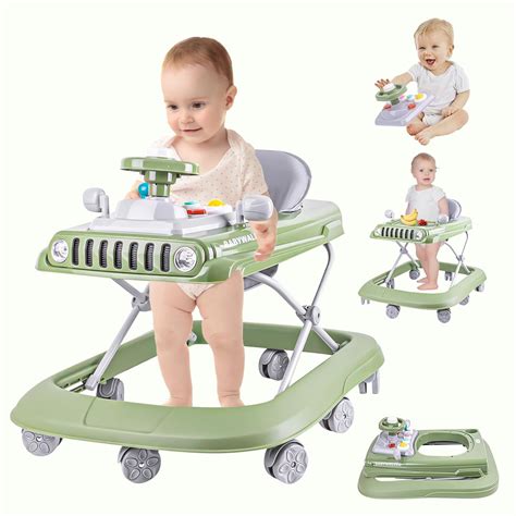 Amazon.com : Baby Walker with Wheels,Folding Baby Walkers,3-Position ...