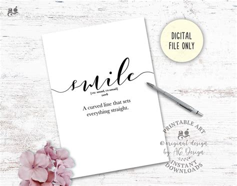 Smile Definition Printable Word Definition Posters Smile - Etsy India