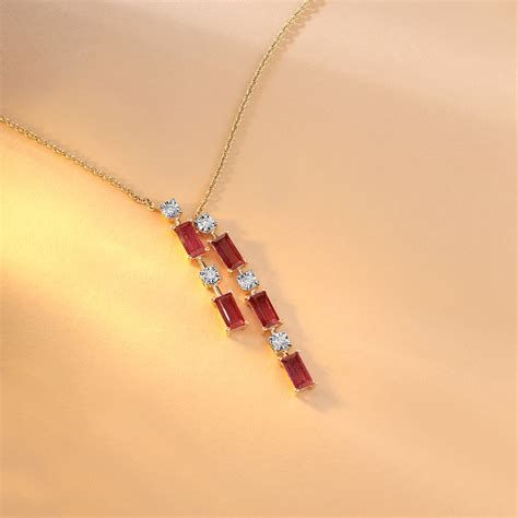 Sparkling Baguettes 14KT Ruby & Diamond Necklace