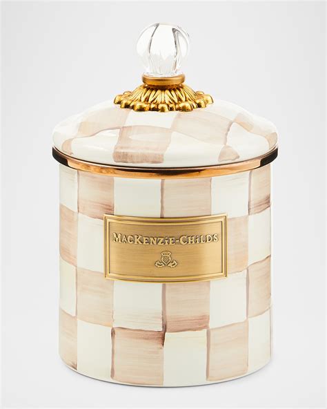 MacKenzie-Childs Mocha Check Small Canister | Horchow