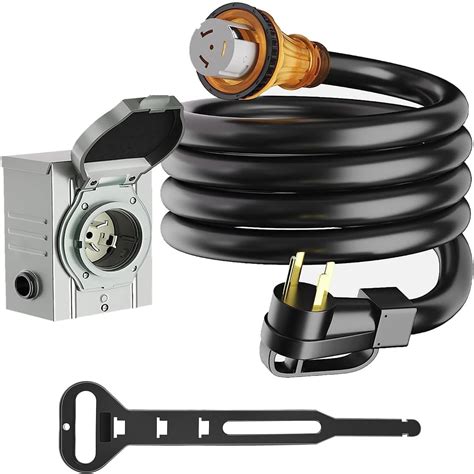 Amazon.com: 50 Amp Generator Extension Cord 10 FT and 50 Amp Power Inlet Box Pre-Drilled, 125V ...