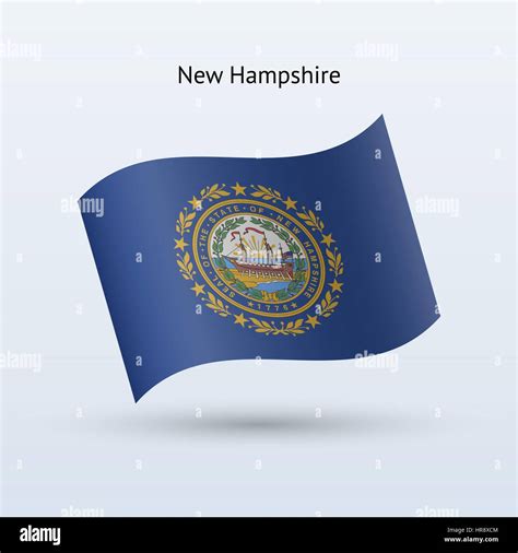 State of New Hampshire flag waving form on gray background. Vector ...