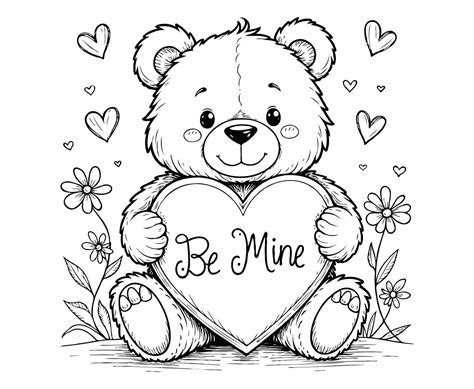 Be Mine valentine coloring page 56231875 Vector Art at Vecteezy