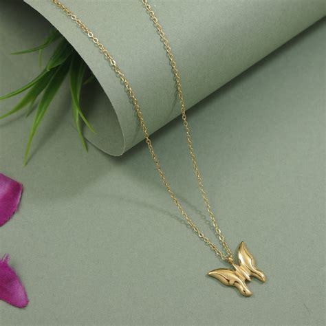 JewelMaze Stainless steel Butterfly Necklace-STNK 5557 Gold
