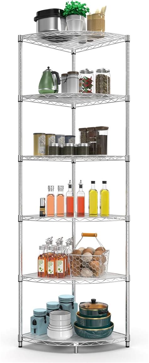 Dolonm Heavy Duty 6 Tier Corner Wire Shelf, 18x18x72, India | Ubuy