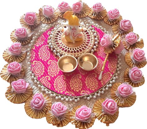 LABHCART Swastik Oxidized Decorative Pooja Thali Set, Metal Pooja Thali ...