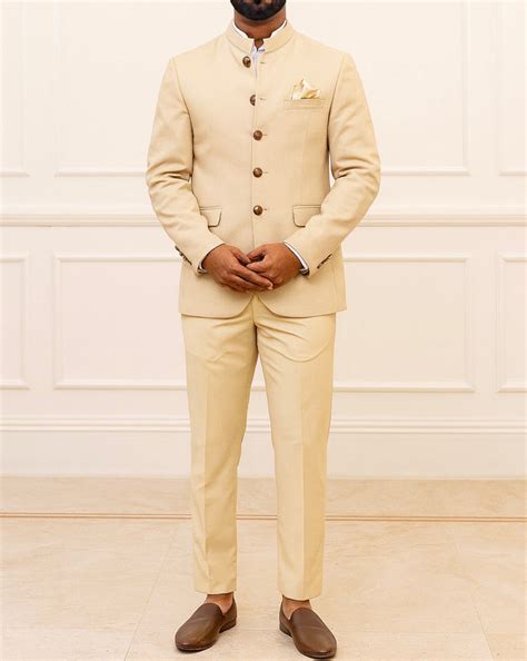 Premium Cream Classic Bandhgala Suit for Men | Wedding & Reception Out ...