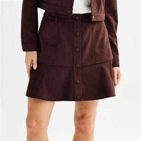 Women's Draper James Faux Suede Button Front Mini Skirt