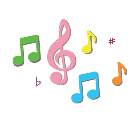 Music notes flat vector set isolated on black and white background ...