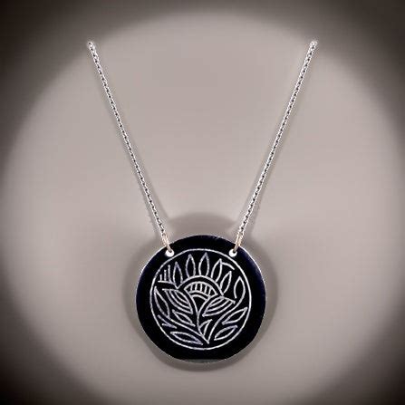 Bidri Silver Inlay Round Pendant | Bidri Work | Bidri Art – BIDRI