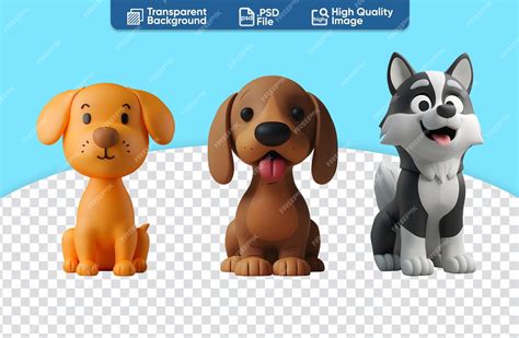 Siberian Husky Dachshund and Orange Dog A Set of Cute Dogs in 3D ...