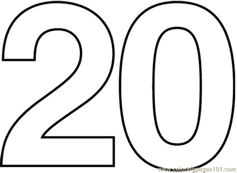 the number 20 Colouring Pages