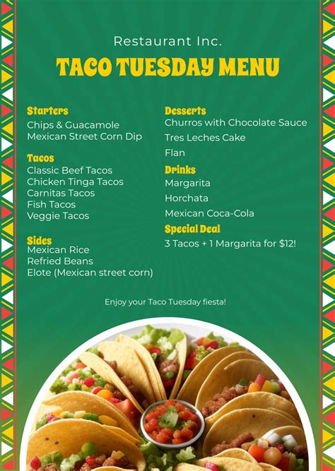 Social Taco Menu