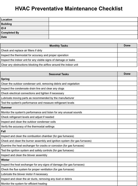 Image result for HVAC Maintenance Checklist Log